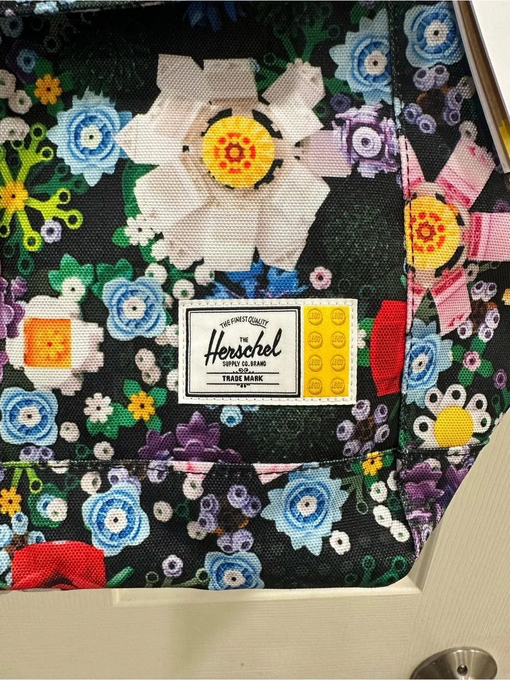 Herschel Supply Company Black Lego Floral Multicolor Tote - Picture 6 of 6